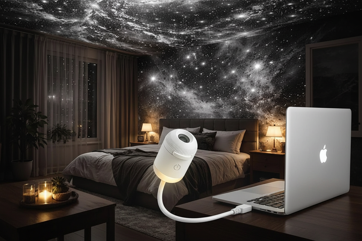 2 In 1 Usb Mini Galaxy Star Projector Night Light 12 Films Starry Sky Ambient Light For Car Home Decoration For Adults And Kids