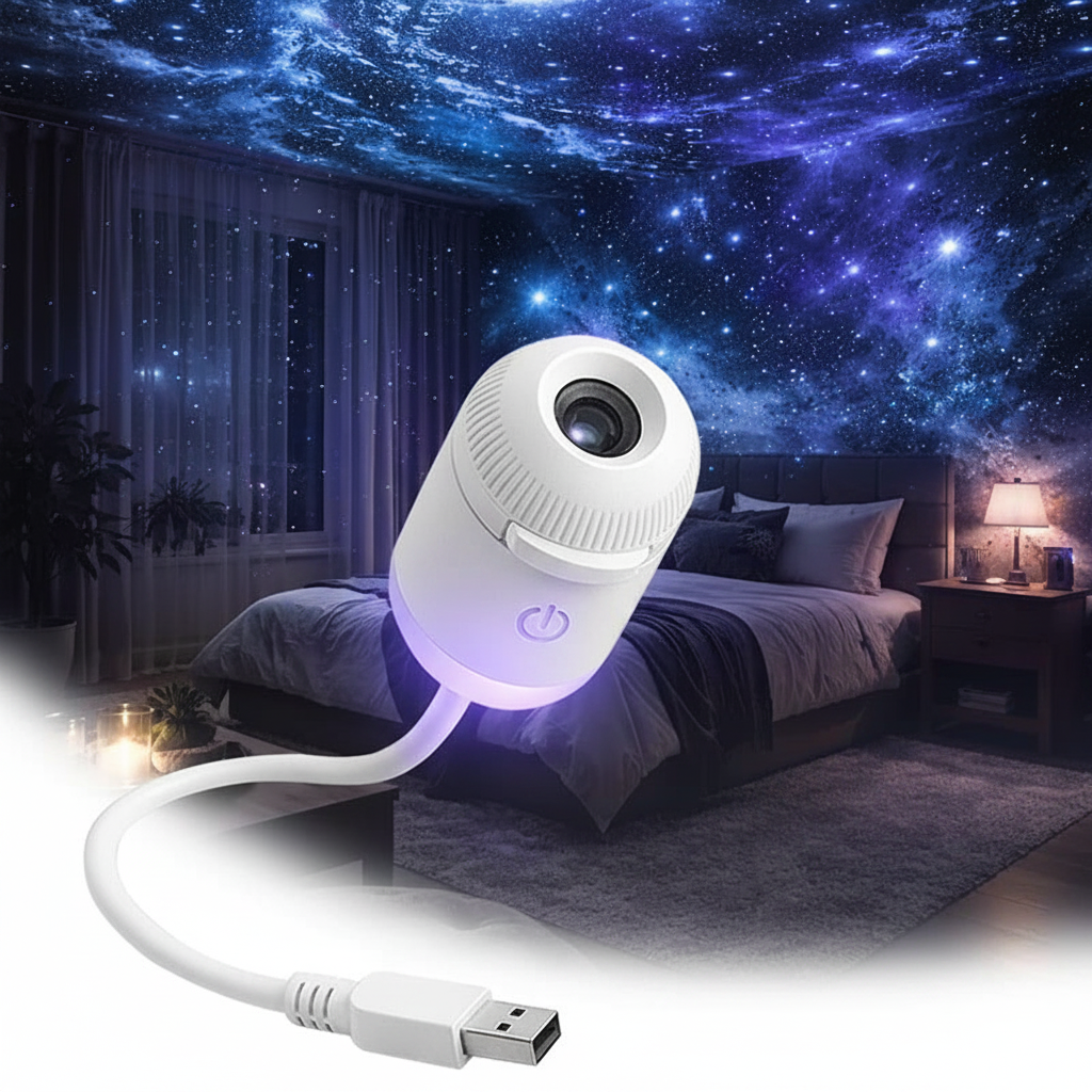 Galaxy Star Projector projecting starry sky